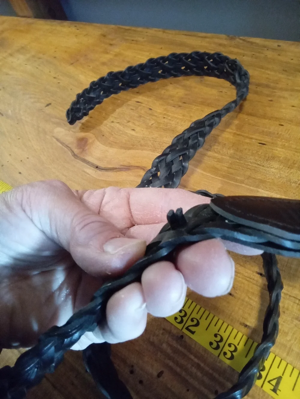 Black Woven Leather Belt - Classic Braided Style Size 2X